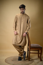 Golden Luma Mandarin Collar Kameez Shalwar