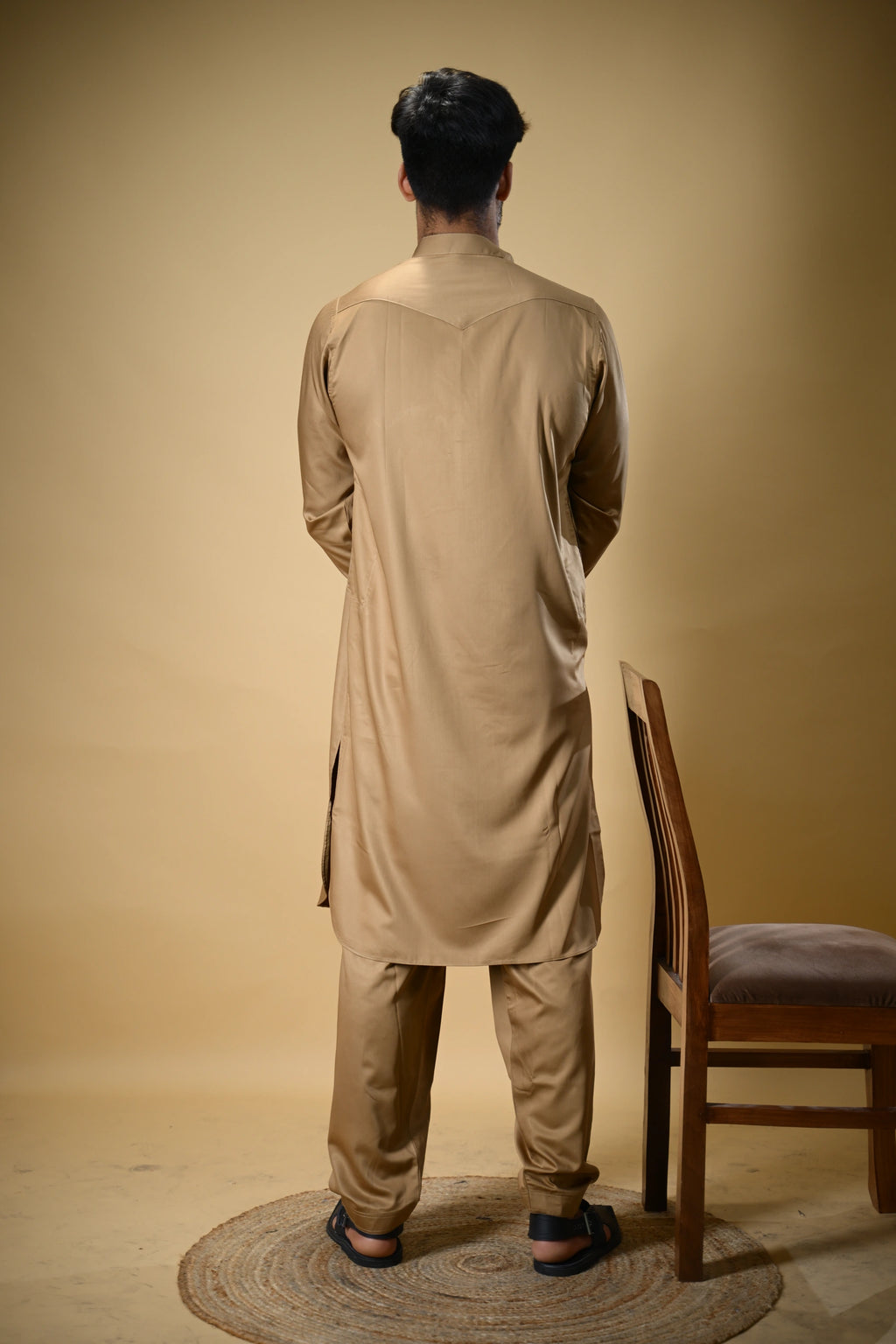 Golden Luma Mandarin Collar Kameez Shalwar
