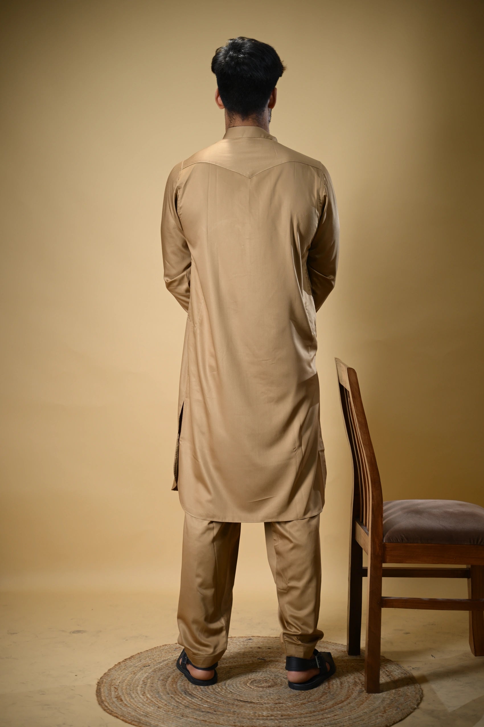 Golden Luma Mandarin Collar Kameez Shalwar