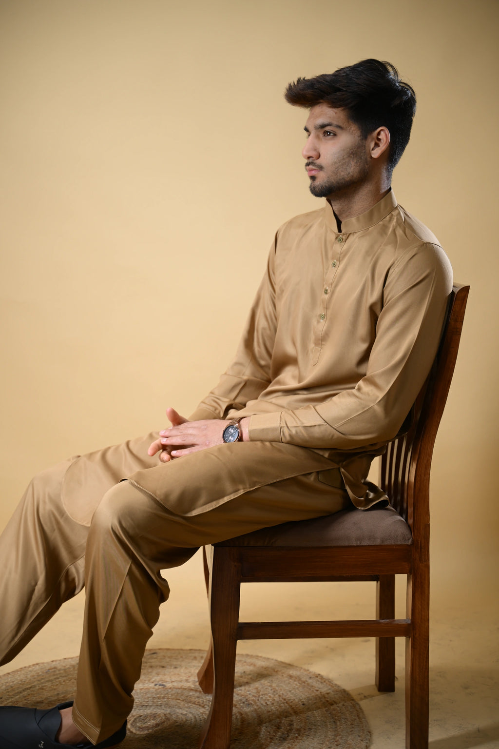 Golden Luma Mandarin Collar Kameez Shalwar