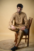Golden Luma Mandarin Collar Kameez Shalwar