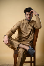 Golden Luma Mandarin Collar Kameez Shalwar