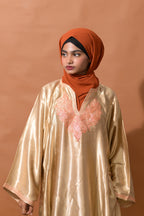 baraqah female golden silk kashmiri traditional pheran for women