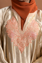 baraqah female golden silk kashmiri traditional pheran for women