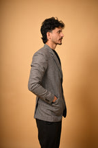 grey black mini houndstooth winter blazer for men