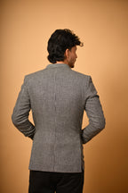 grey black mini houndstooth winter blazer for men