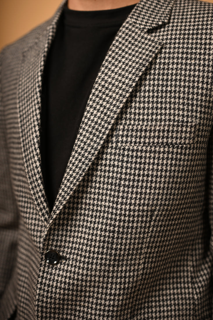 grey black mini houndstooth winter blazer for men