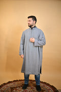 baraqah grey dotted winter pheran for men 
