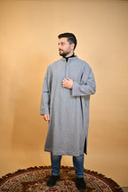 baraqah grey dotted winter pheran for men 