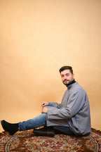 baraqah grey dotted winter pheran for men 
