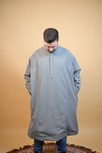 baraqah grey herringbone winter pheran for men 
