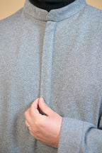 baraqah grey herringbone winter pheran for men 