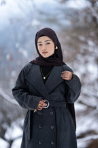 baraqah grey herringbone winter abaya for women 