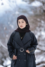 baraqah grey herringbone winter abaya for women 