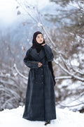 baraqah grey herringbone winter abaya for women 