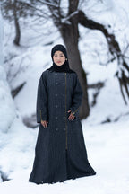 baraqah grey houndstooth winter abaya for women 