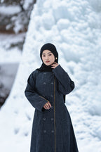 baraqah grey houndstooth winter abaya for women 