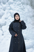 baraqah grey houndstooth winter abaya for women 