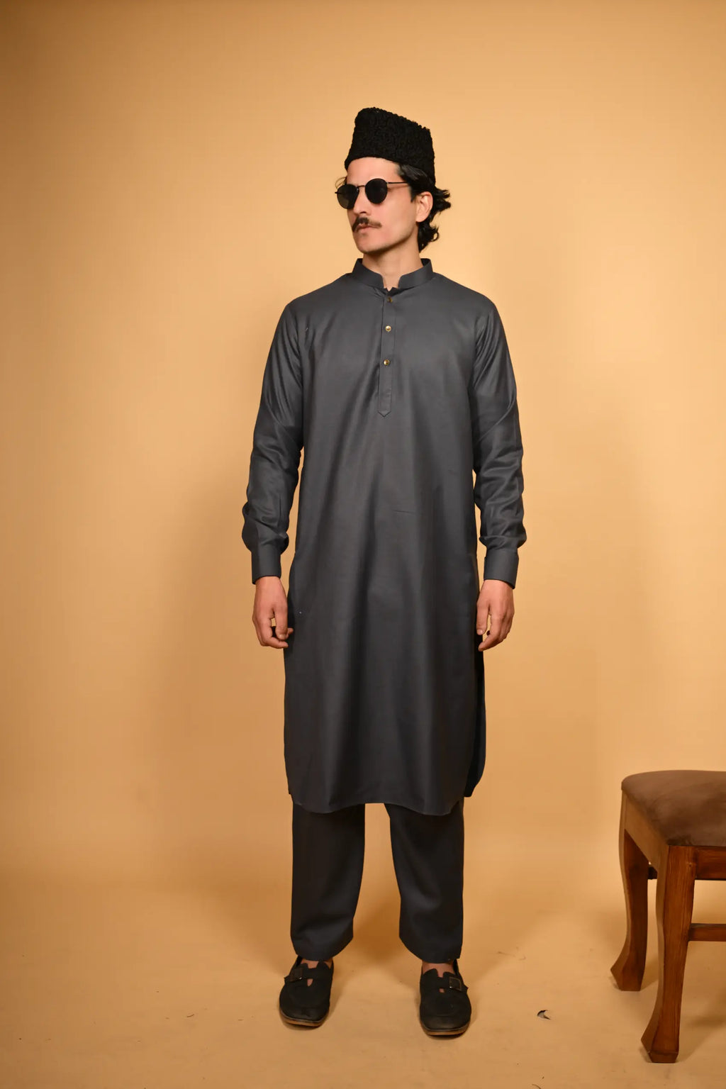 greyish blue pathan kameez shalwaar for men 