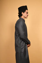 greyish blue pathan kameez shalwaar for men 