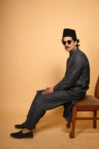 greyish blue pathan kameez shalwaar for men 
