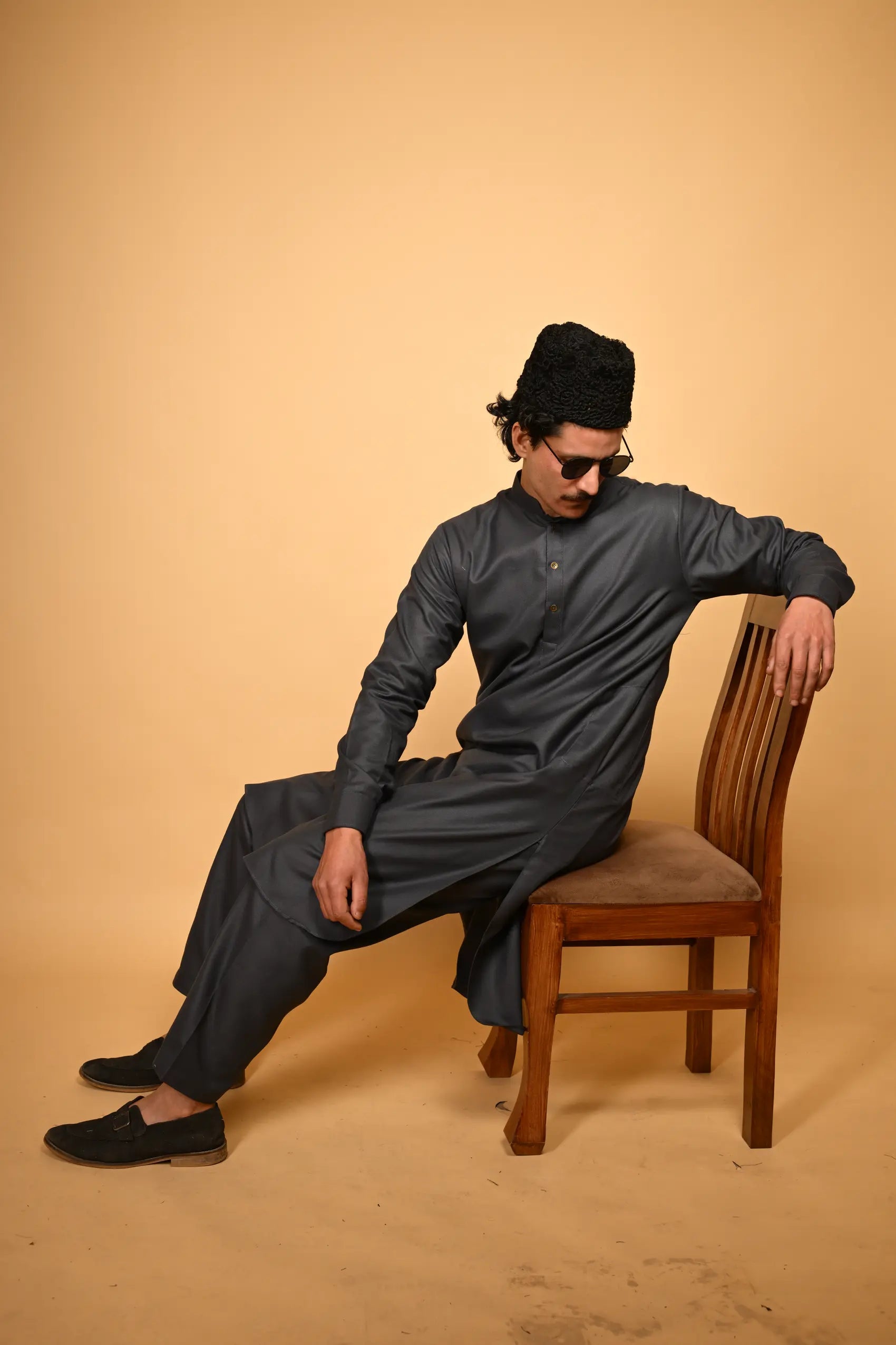 greyish blue pathan kameez shalwaar for men 