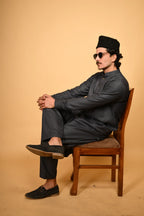 greyish blue pathan kameez shalwaar for men 