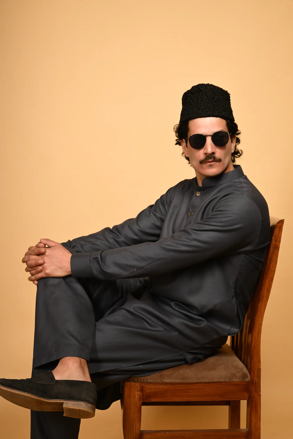 greyish blue pathan kameez shalwaar for men 