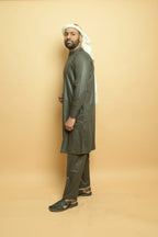 baraqah olive green summer kurta pajama for men