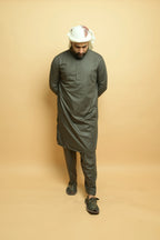 baraqah olive green summer kurta pajama for men