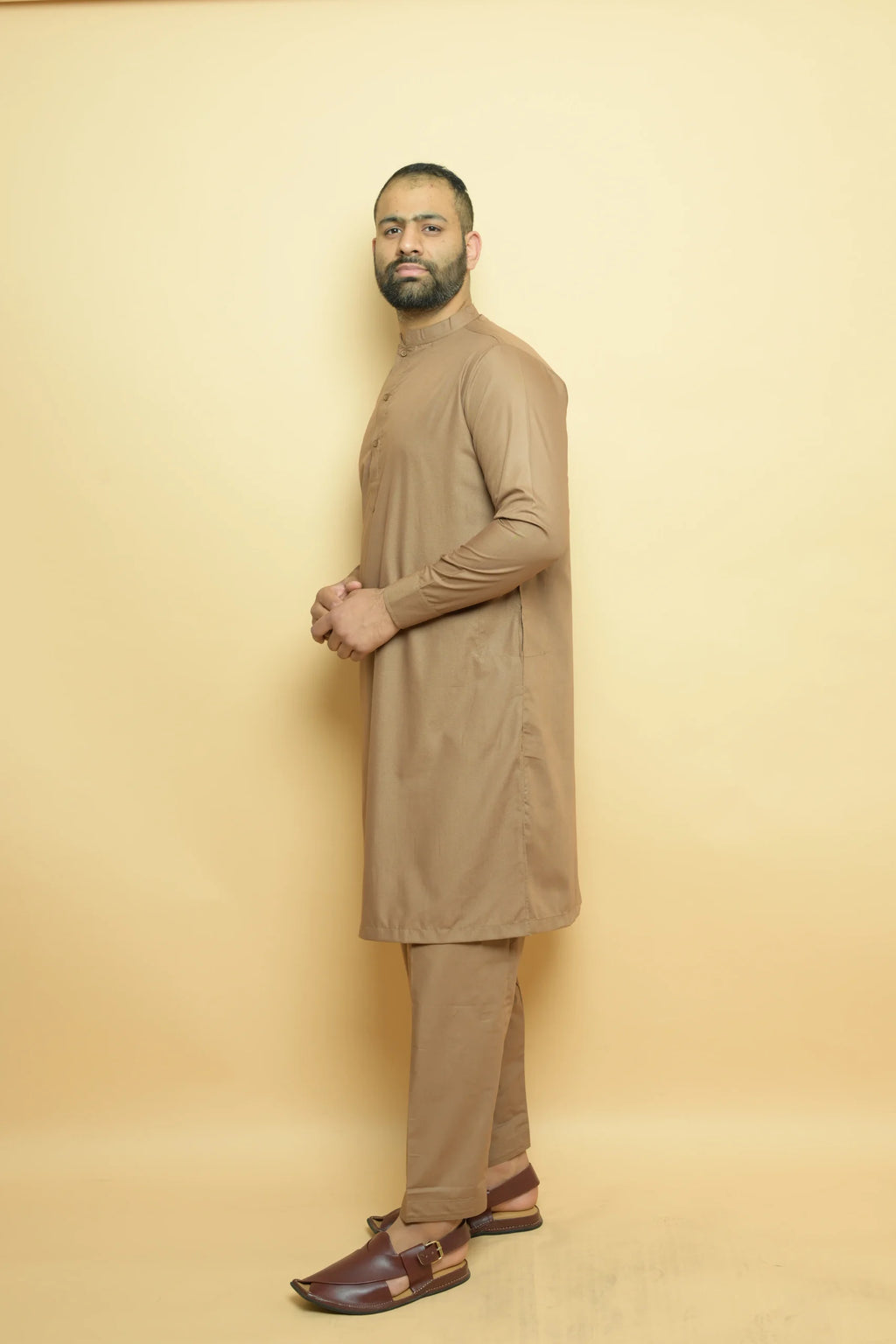 baraqah brown summer kurta pajama for men