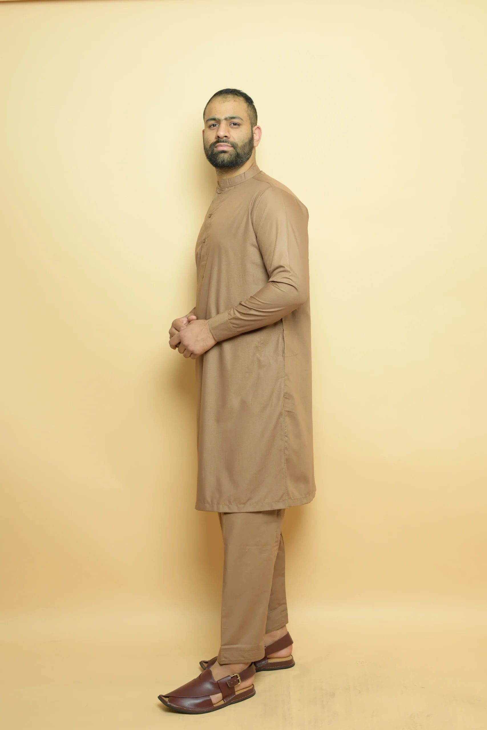 baraqah brown summer kurta pajama for men