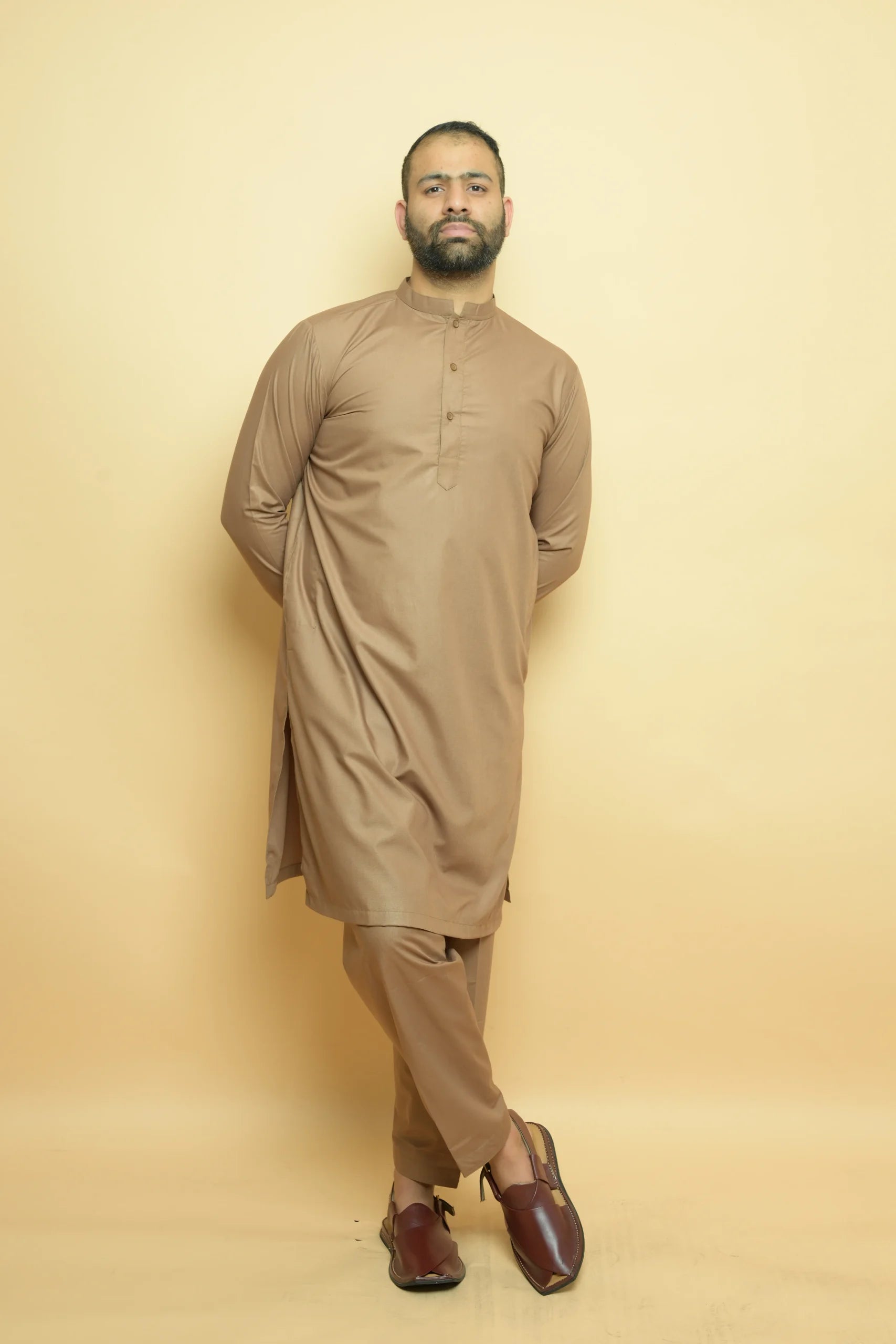 baraqah brown summer kurta pajama for men