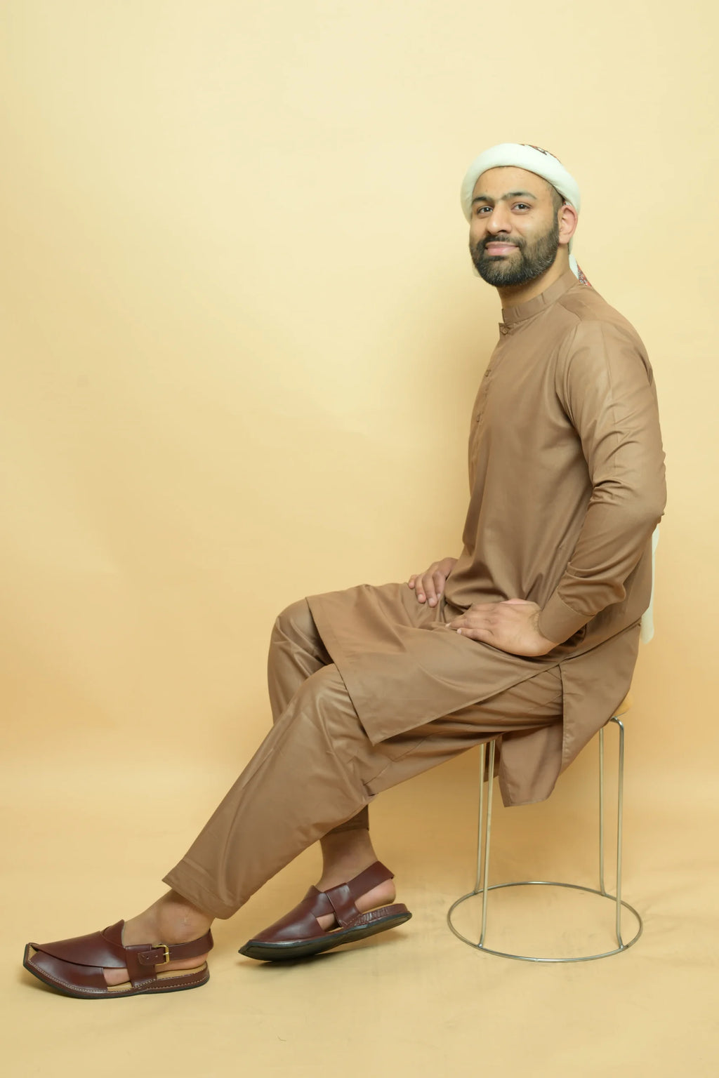 baraqah brown summer kurta pajama for men