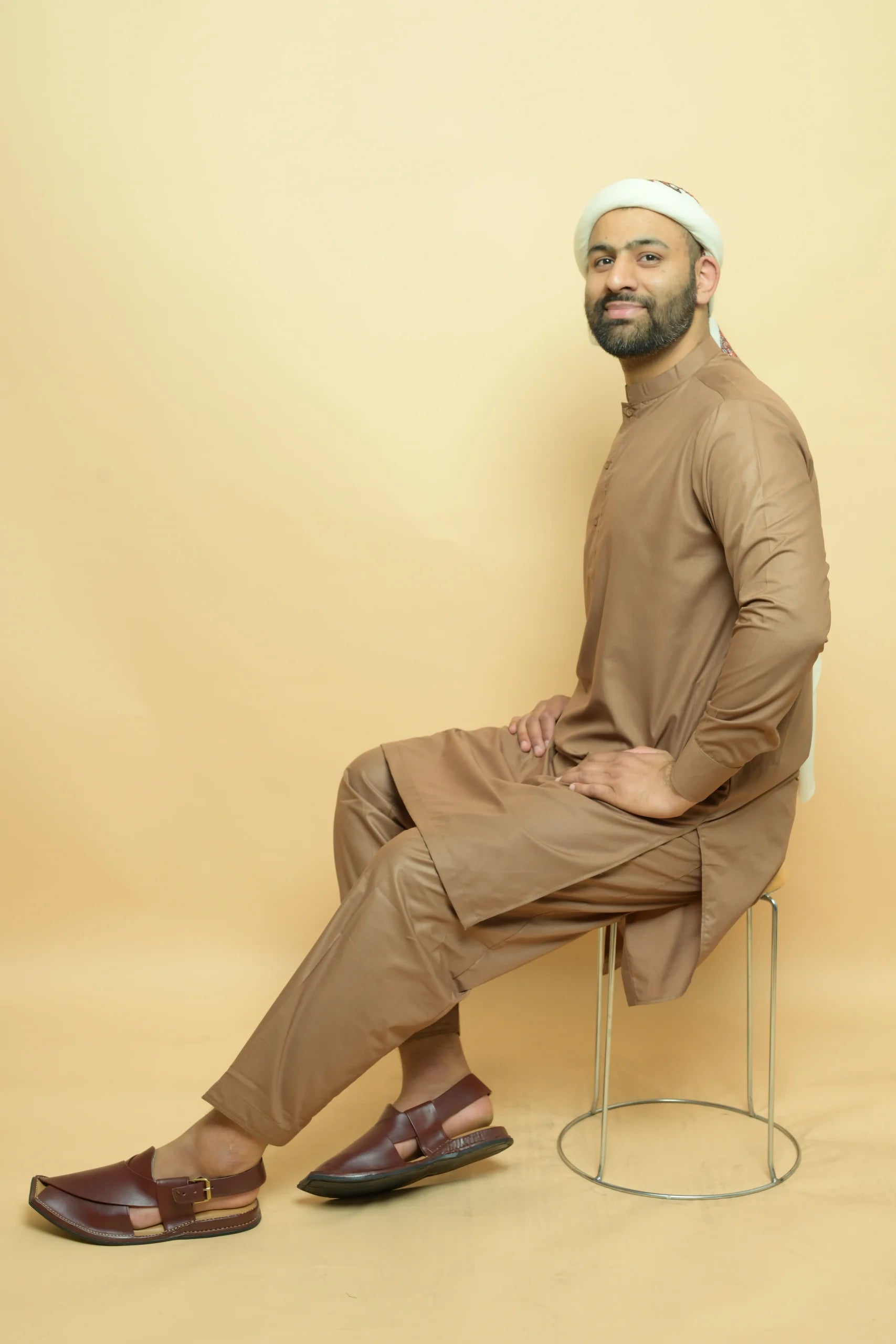 baraqah brown summer kurta pajama for men