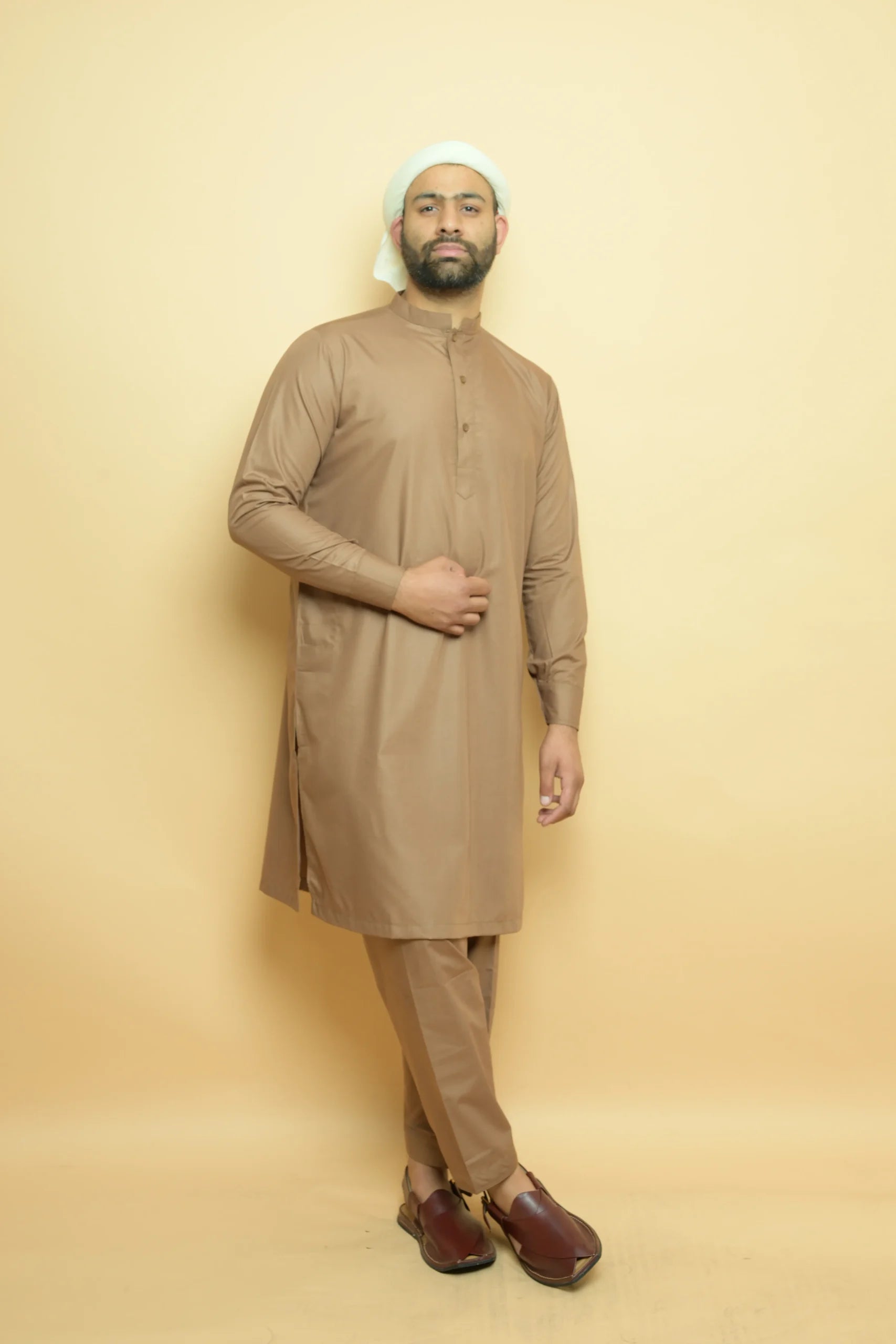 baraqah brown summer kurta pajama for men