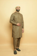 baraqah olive green summer kurta pajama for men