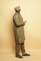 baraqah olive green summer kurta pajama for men