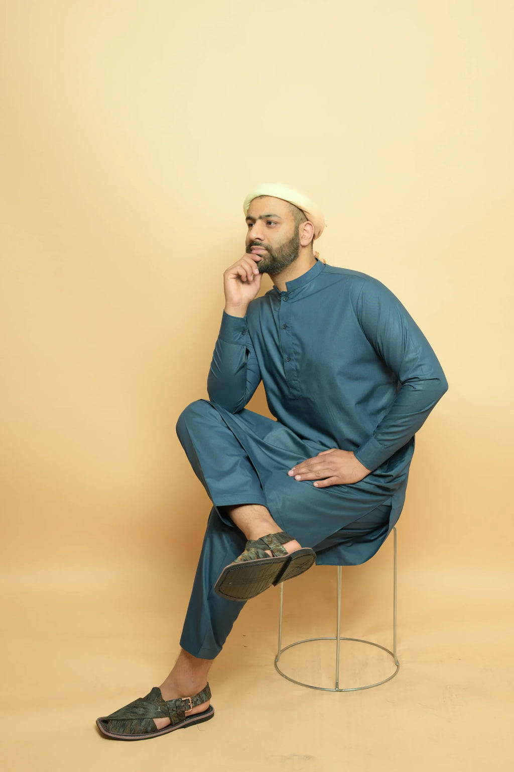 baraqah  blue color summer kurta pajama for men