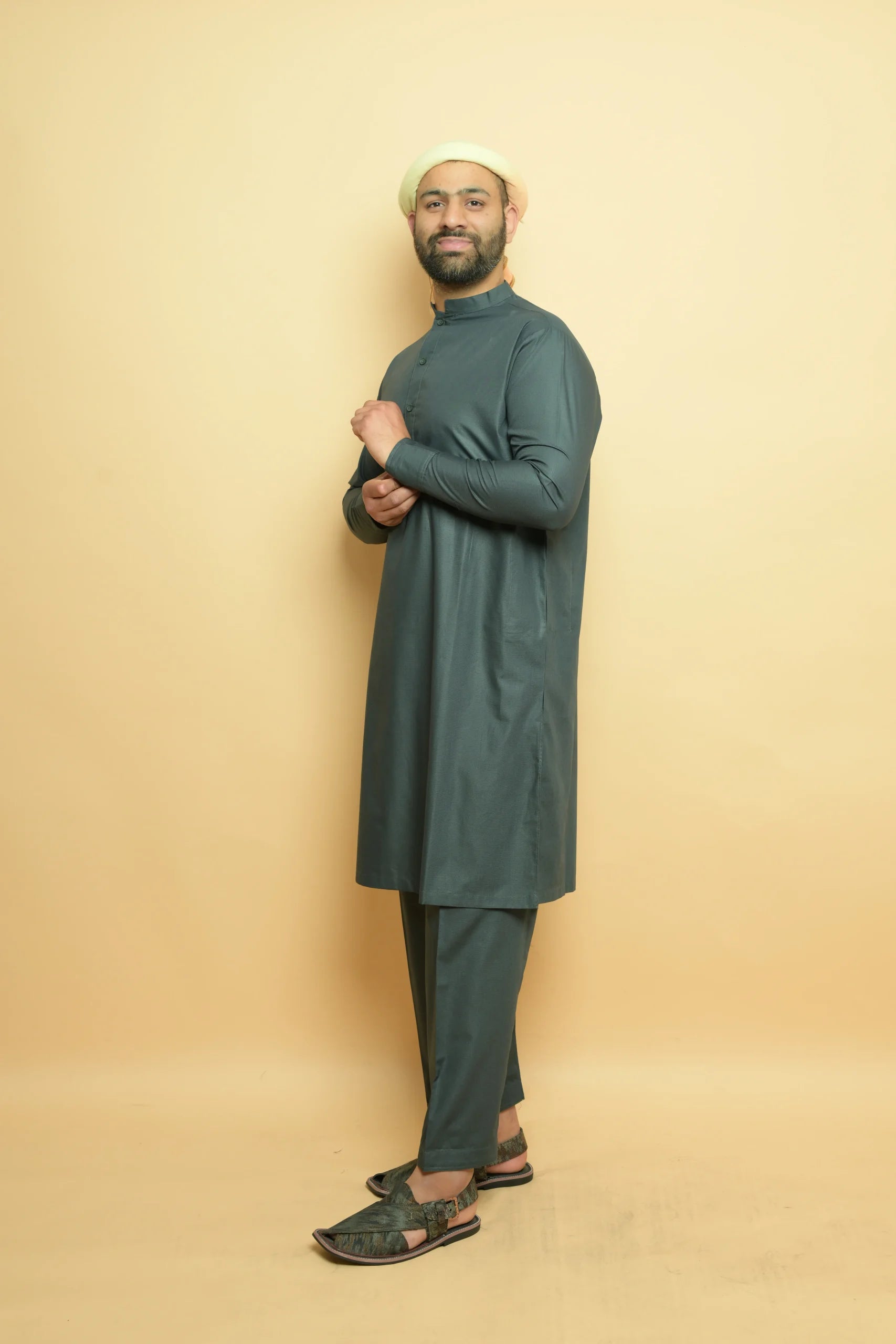 baraqah  grey color summer kurta pajama for men