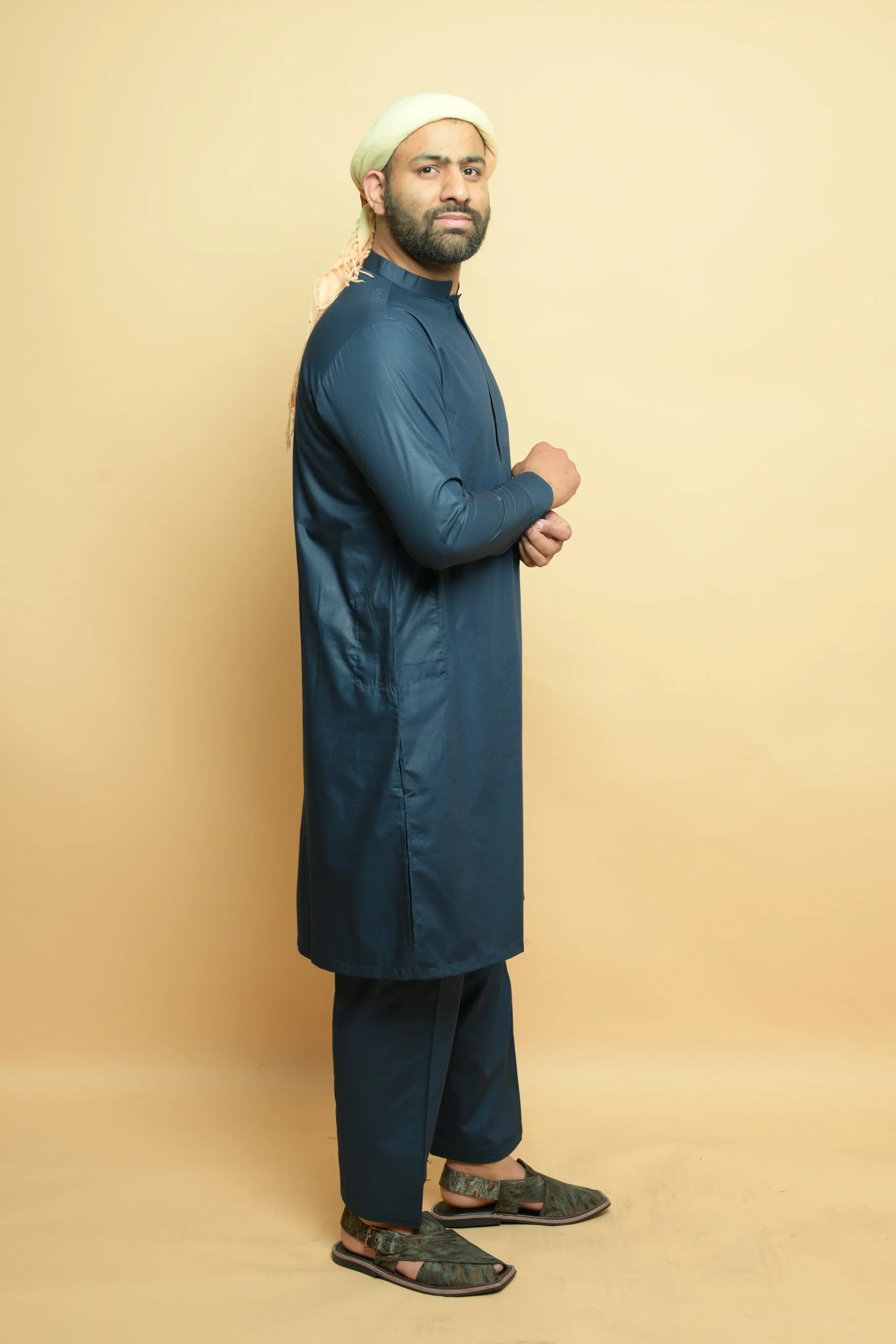 baraqah  dark blue color summer kurta pajama for men