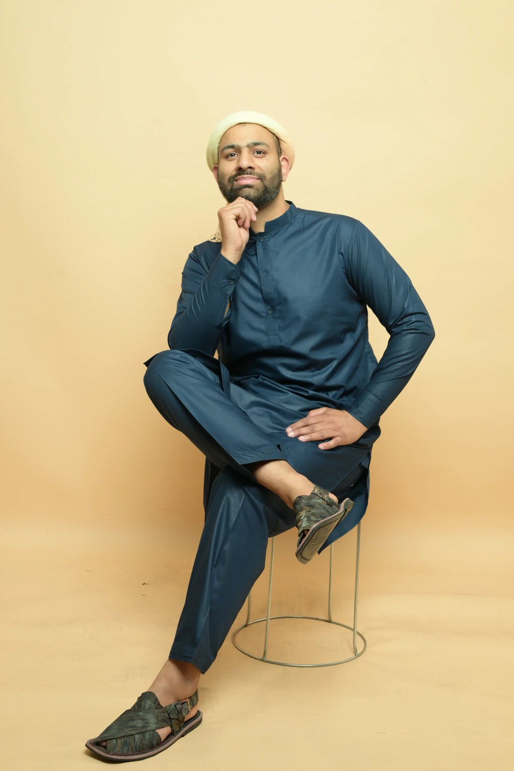 baraqah  dark blue color summer kurta pajama for men