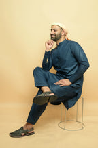 baraqah  dark blue color summer kurta pajama for men