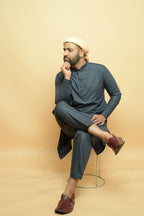 baraqah  grey color summer kurta pajama for men