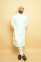 baraqah white color summer kurta pajama for men
