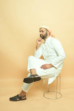 baraqah white color summer kurta pajama for men