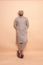 baraqah beige summer kurta pajama for men