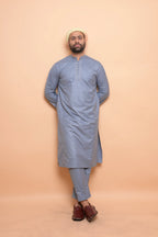 baraqah grey summer kurta pajama for men