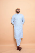 baraqah light blue color summer kurta pajama for men