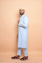 baraqah light blue color summer kurta pajama for men